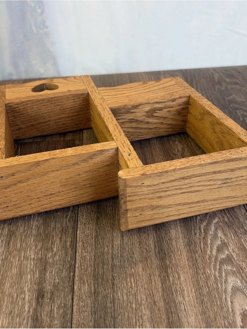 Vintage 2 Tier Step Wood Display Wall Shelf Heart Cut Out Cubby Box Knick Knack